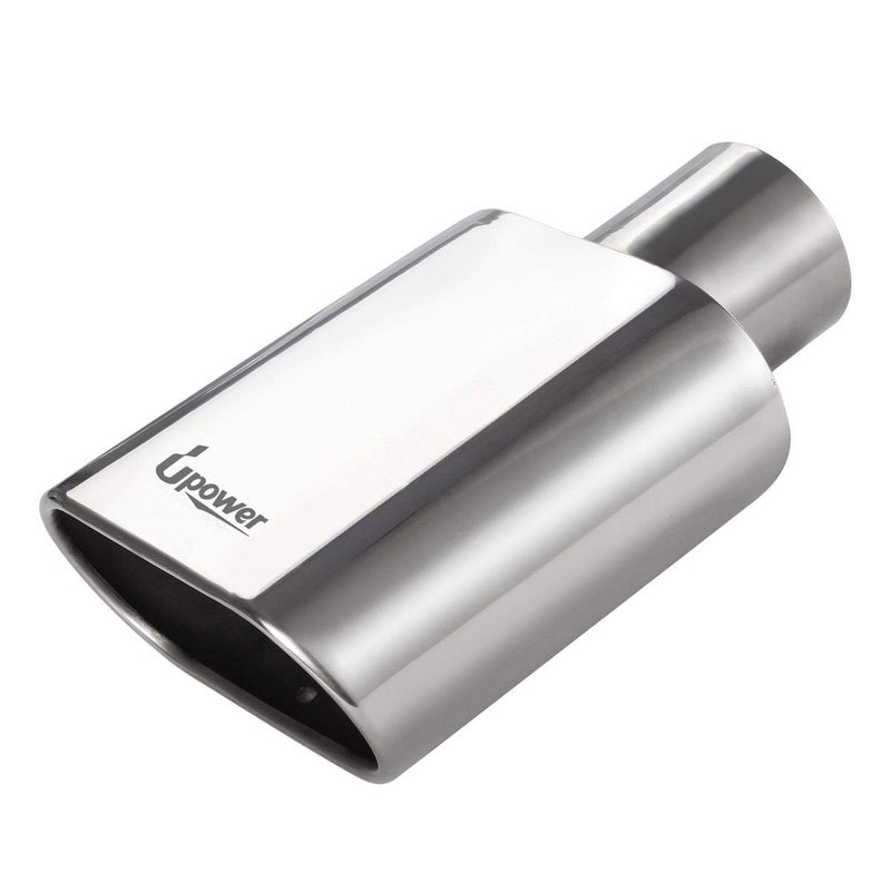 Upower Square Exhaust Tip 2.5" Inlet 3" x 5.5" Outlet 9" Long Chrome Stainless Steel Polished Diesel Pipe Weld-On - Image 1
